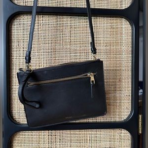 Mezzi black leather convertible crossbody/wristlet